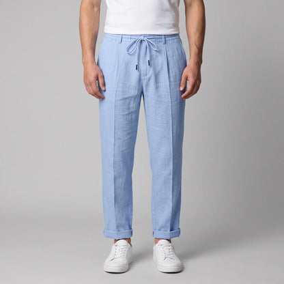 Men's Linen Drawstring Pleated Trousers 12
