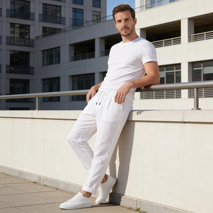 Men's Linen Drawstring Pleated Trousers 5