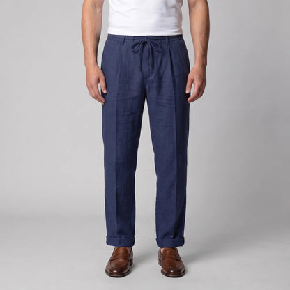 Men's Linen Drawstring Pleated Trousers 6