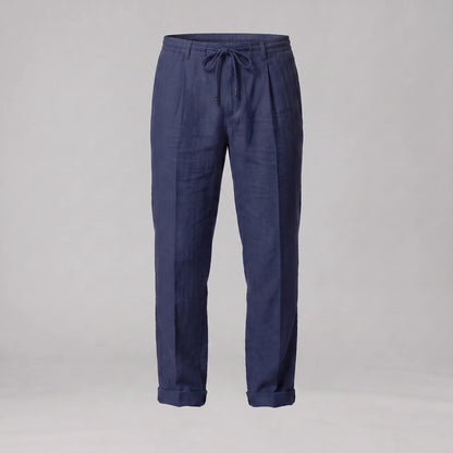 Men's Linen Drawstring Pleated Trousers 7