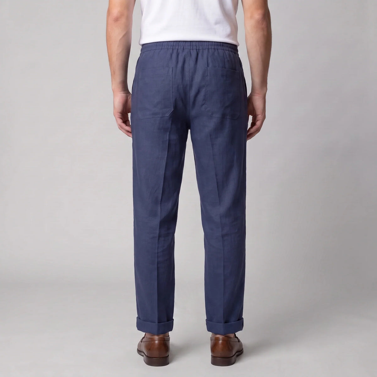 Men's Linen Drawstring Pleated Trousers 8
