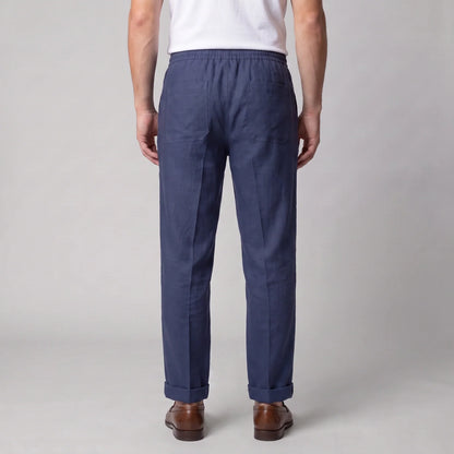 Men's Linen Drawstring Pleated Trousers 8