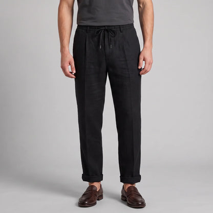 Men's Linen Drawstring Pleated Trousers 9