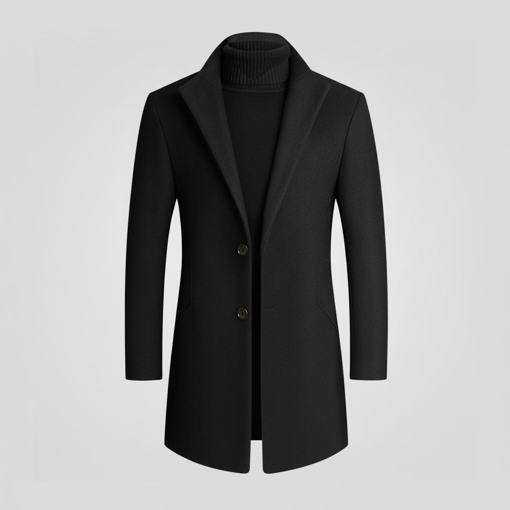 Men's Long Overcoat | Stylish Notched Lapel Winter Coat 0