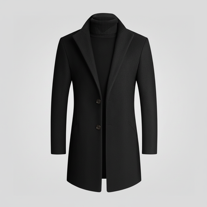 Men's Long Overcoat | Stylish Notched Lapel Winter Coat 0