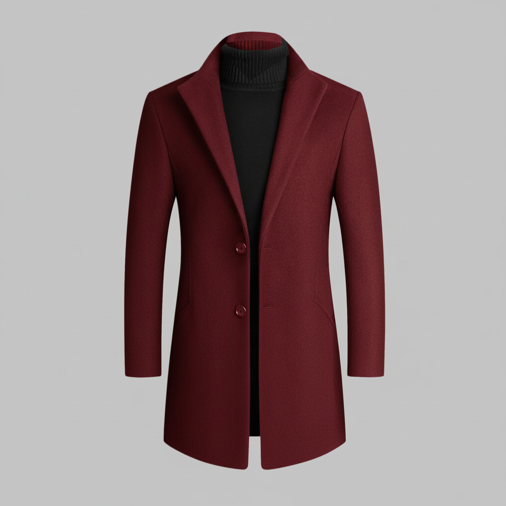Men's Long Overcoat | Stylish Notched Lapel Winter Coat 7