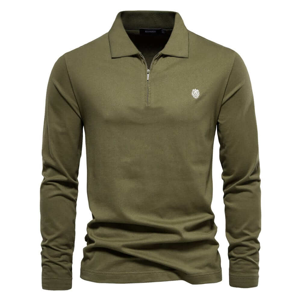 Men's Long Sleeve Polo Shirt with Half-Zip Collar | Polo Shirts 0