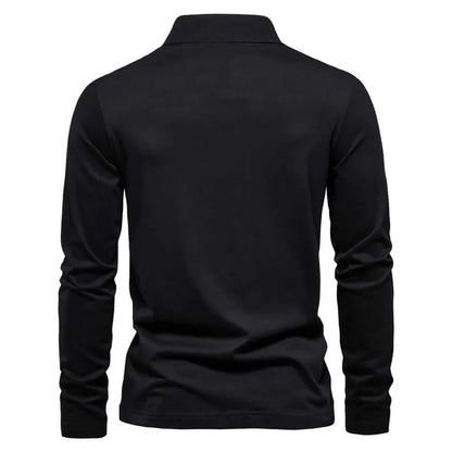 Men's Long Sleeve Polo Shirt with Half-Zip Collar | Polo Shirts 4