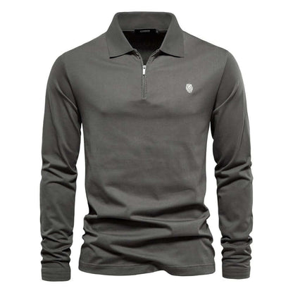 Men's Long Sleeve Polo Shirt with Half-Zip Collar | Polo Shirts 5