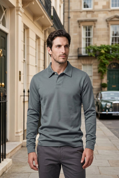 Men's Piqué Long Sleeve Polo Shirt 0
