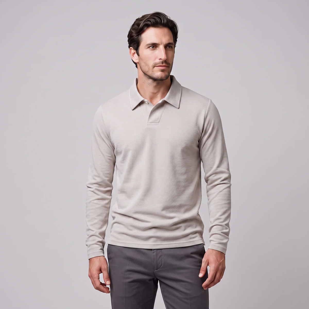 Men's Piqué Long Sleeve Polo Shirt 10
