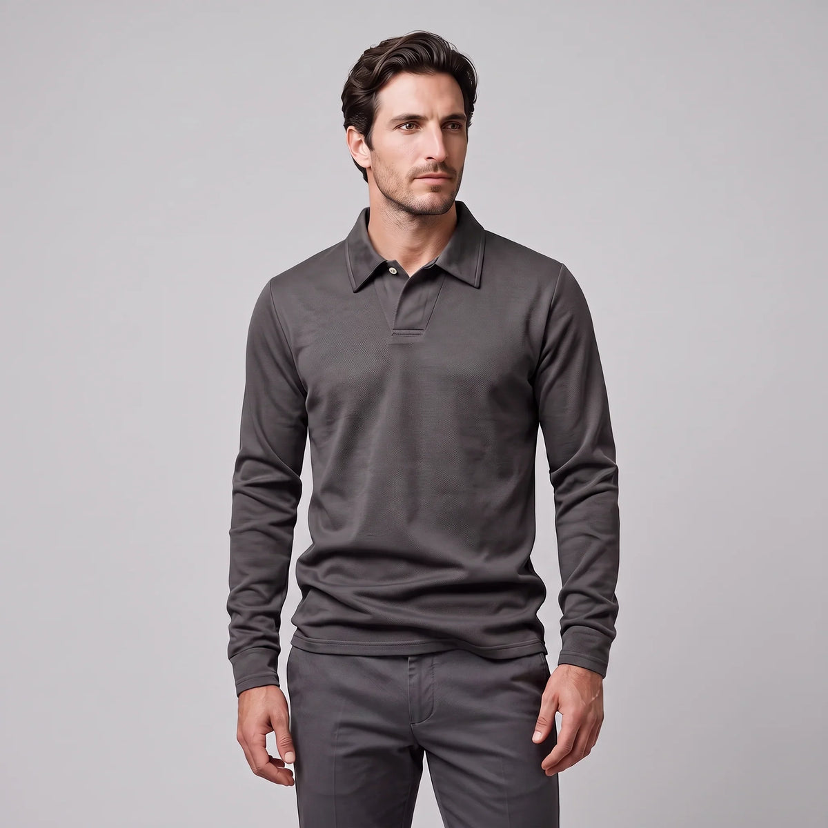 Men's Piqué Long Sleeve Polo Shirt 9