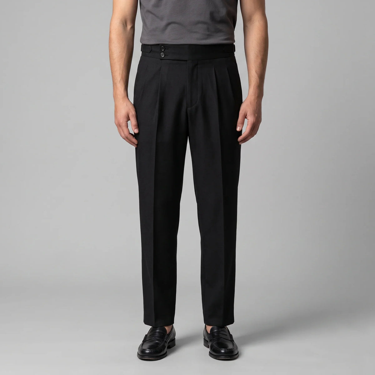 Men's Pleated Tailored Trousers with Turn-Ups 0