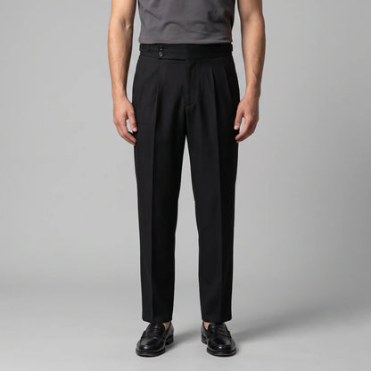 Men's Pleated Tailored Trousers with Turn-Ups 0