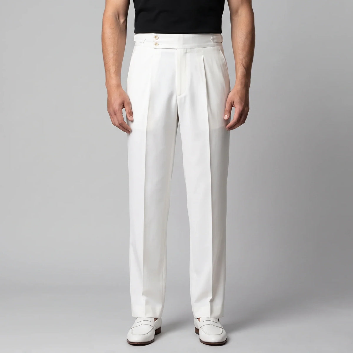 Men's Pleated Tailored Trousers with Turn-Ups 9