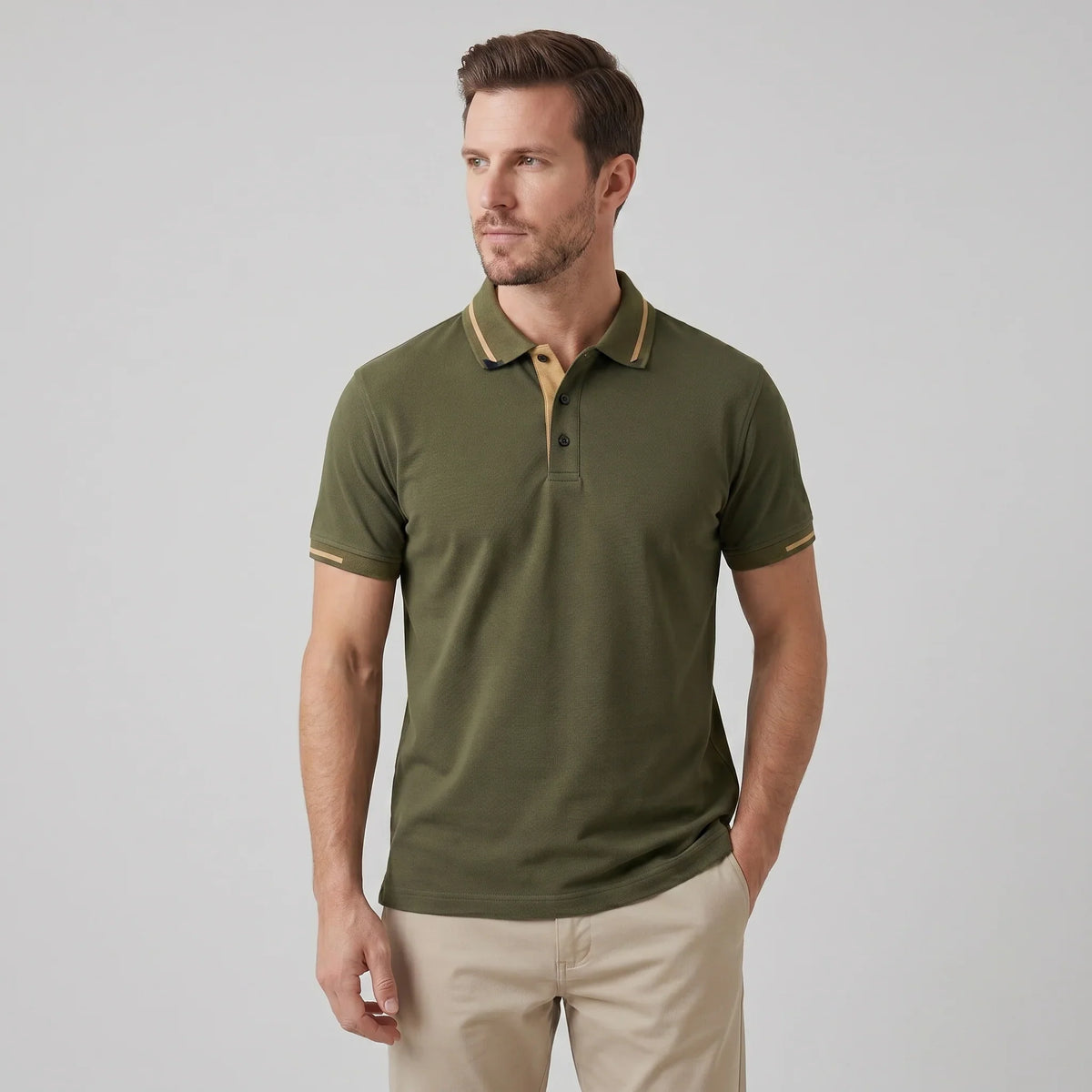 Men's Polo Shirt with Contrast Trim 0