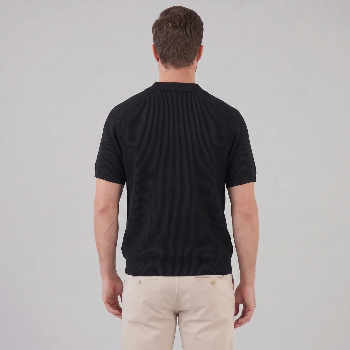 Men's Ribbed Knit Button-Through Polo 2