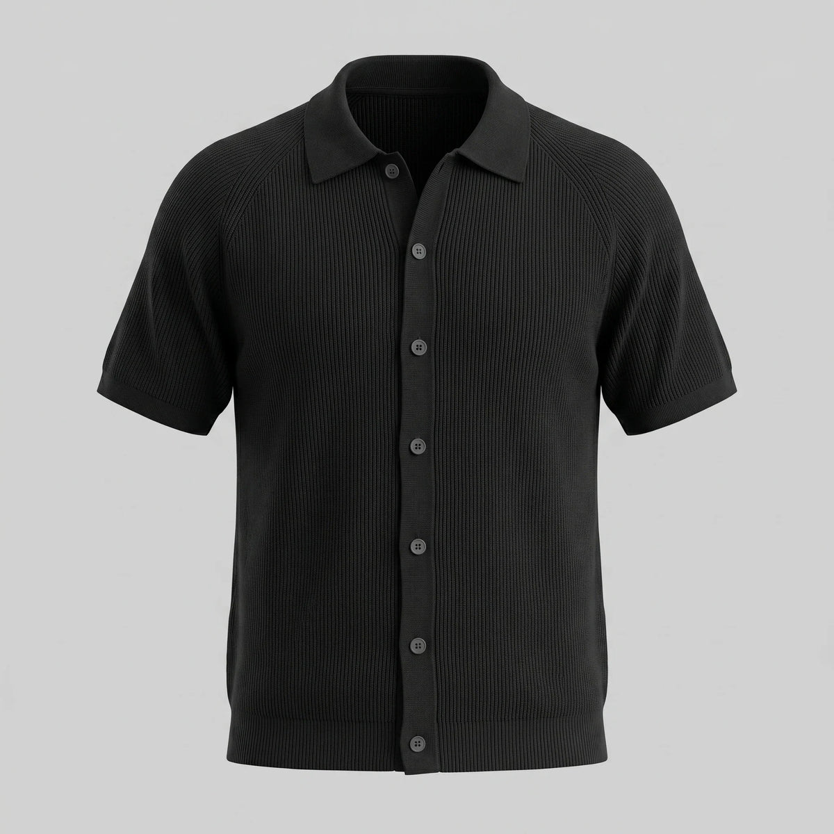 Men's Ribbed Knit Button-Through Polo 4