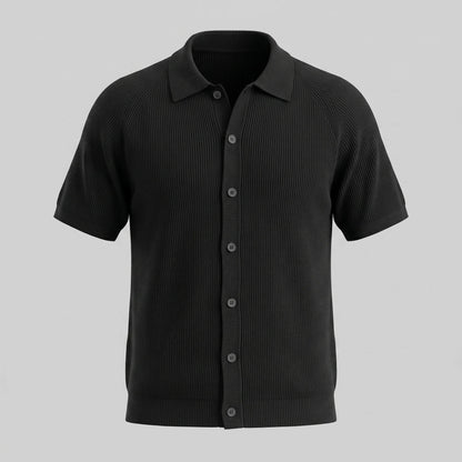 Men's Ribbed Knit Button-Through Polo 4