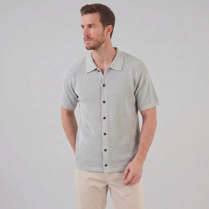 Men's Ribbed Knit Button-Through Polo 5