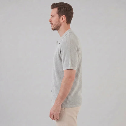 Men's Ribbed Knit Button-Through Polo 6