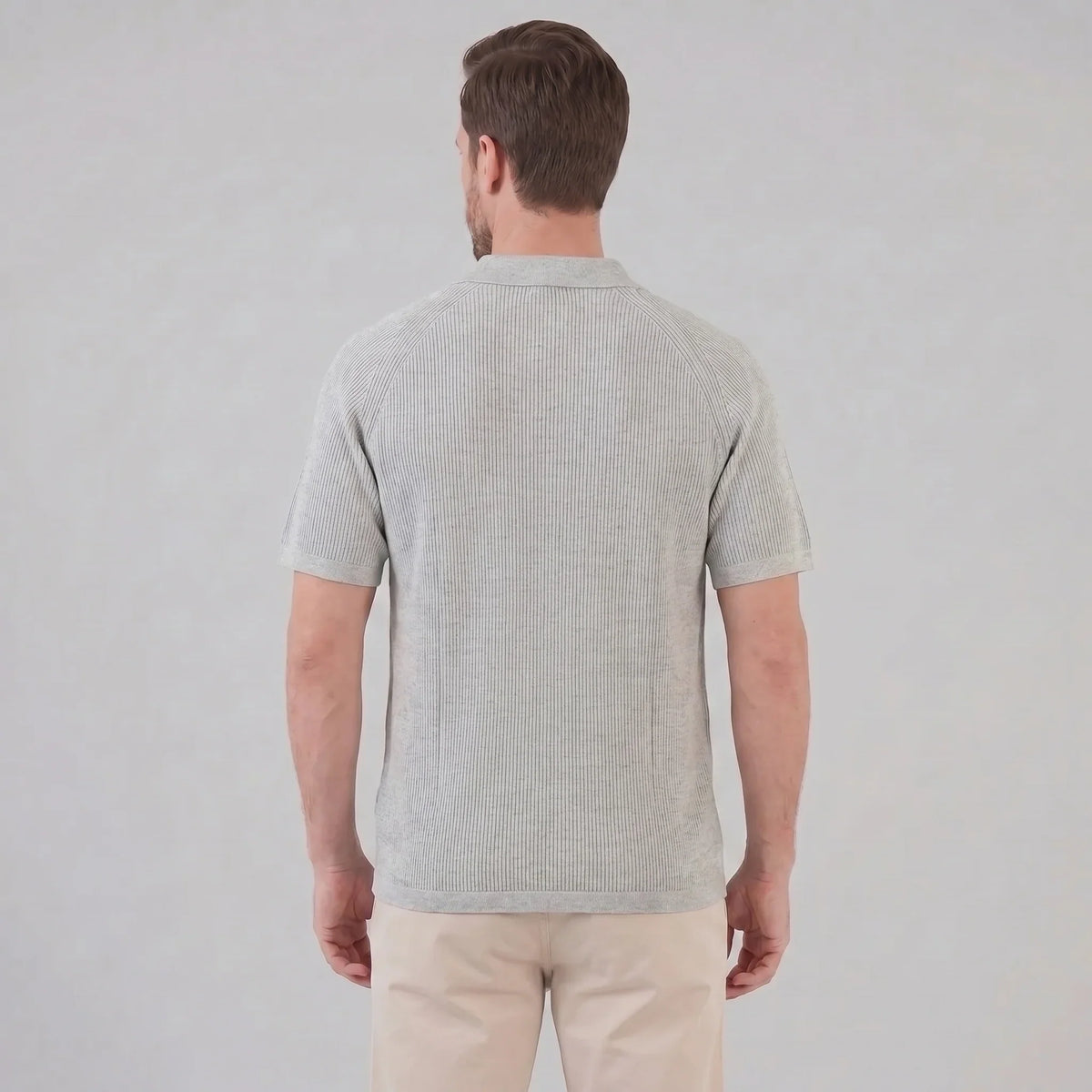 Men's Ribbed Knit Button-Through Polo 7