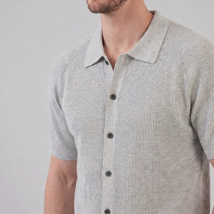 Men's Ribbed Knit Button-Through Polo 8