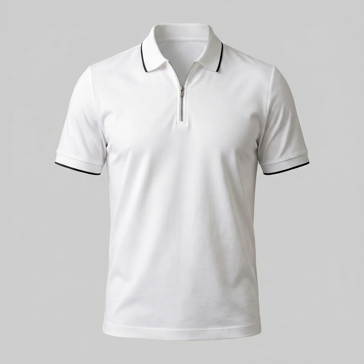 Men's Short Sleeve Polo Shirt with Zip Placket 1