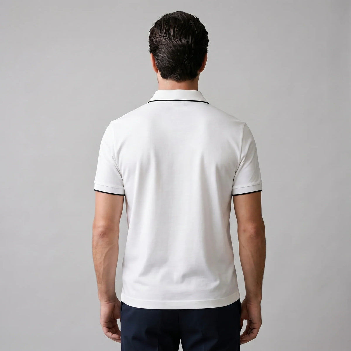 Men's Short Sleeve Polo Shirt with Zip Placket 3
