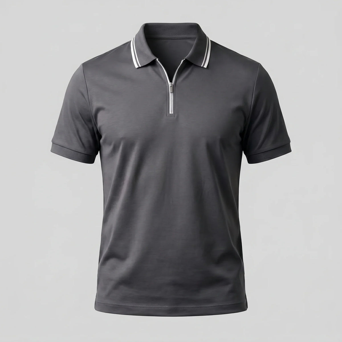 Men's Short Sleeve Polo Shirt with Zip Placket 5