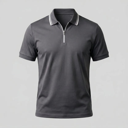 Men's Short Sleeve Polo Shirt with Zip Placket 5