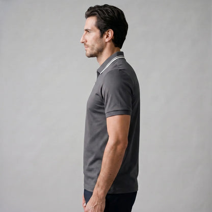 Men's Short Sleeve Polo Shirt with Zip Placket 7
