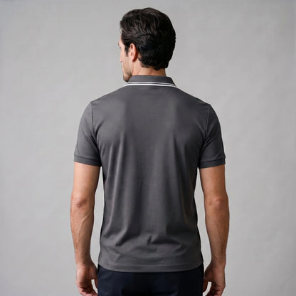 Men's Short Sleeve Polo Shirt with Zip Placket 8