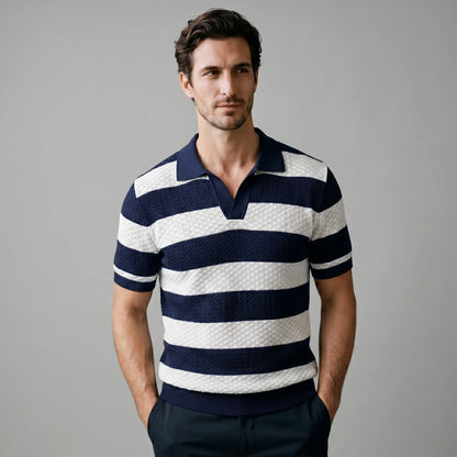 Men's Stripe Jacquard Knit Polo 0