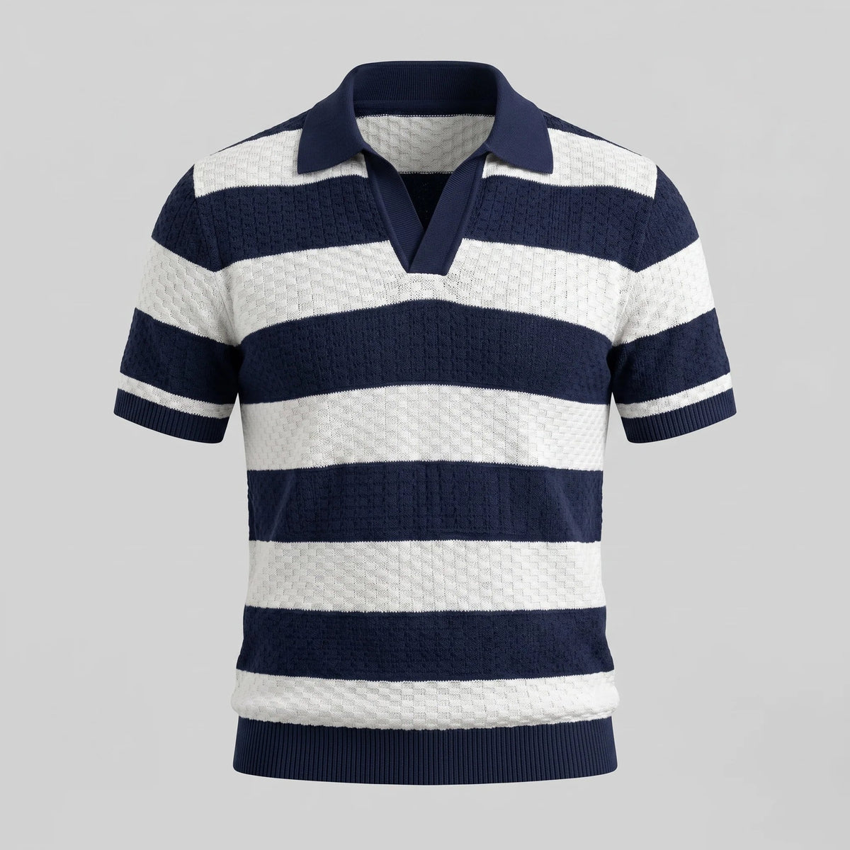 Men's Stripe Jacquard Knit Polo 1