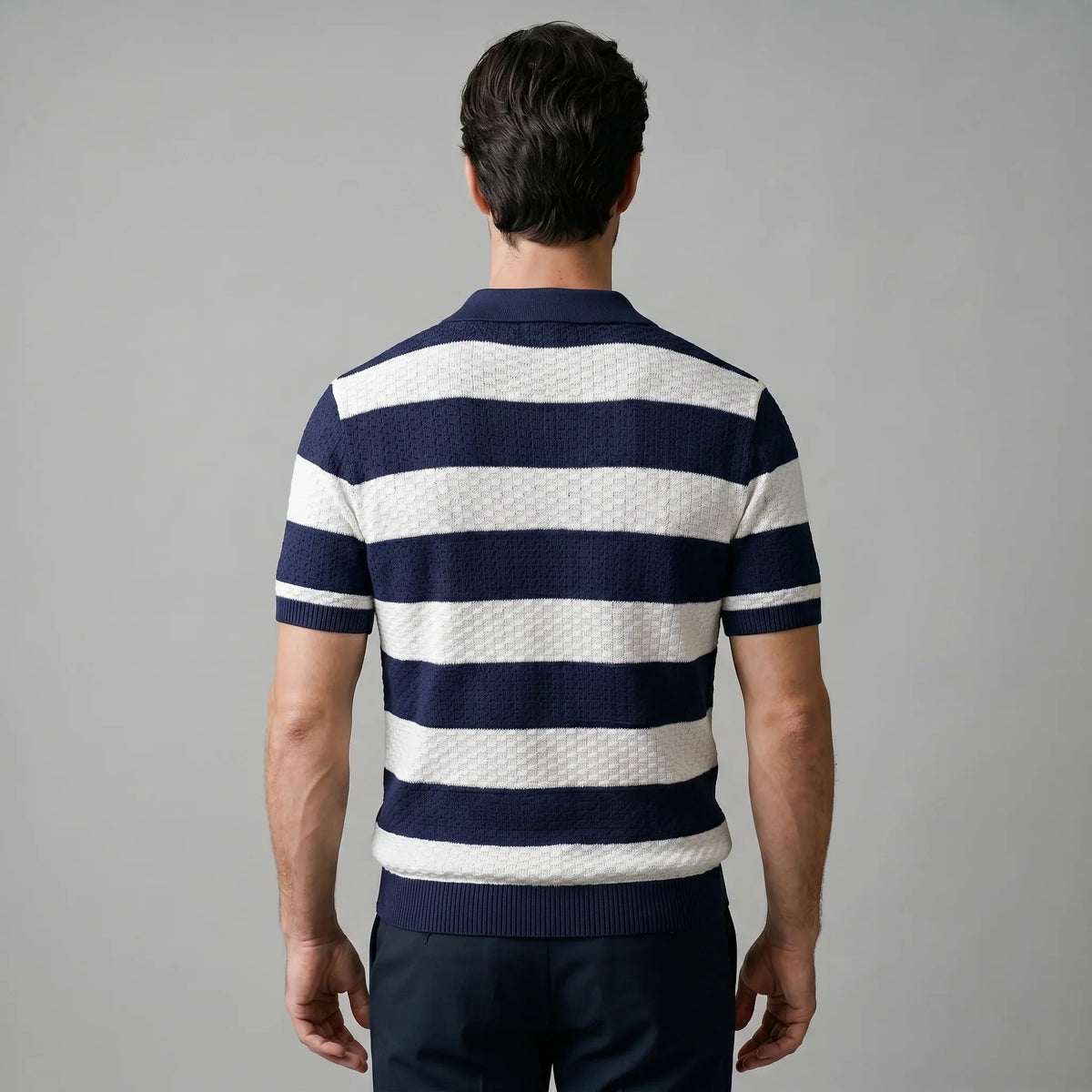 Men's Stripe Jacquard Knit Polo 3