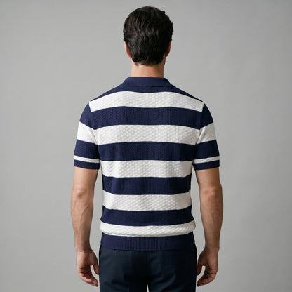 Men's Stripe Jacquard Knit Polo 3