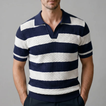 Men's Stripe Jacquard Knit Polo 4