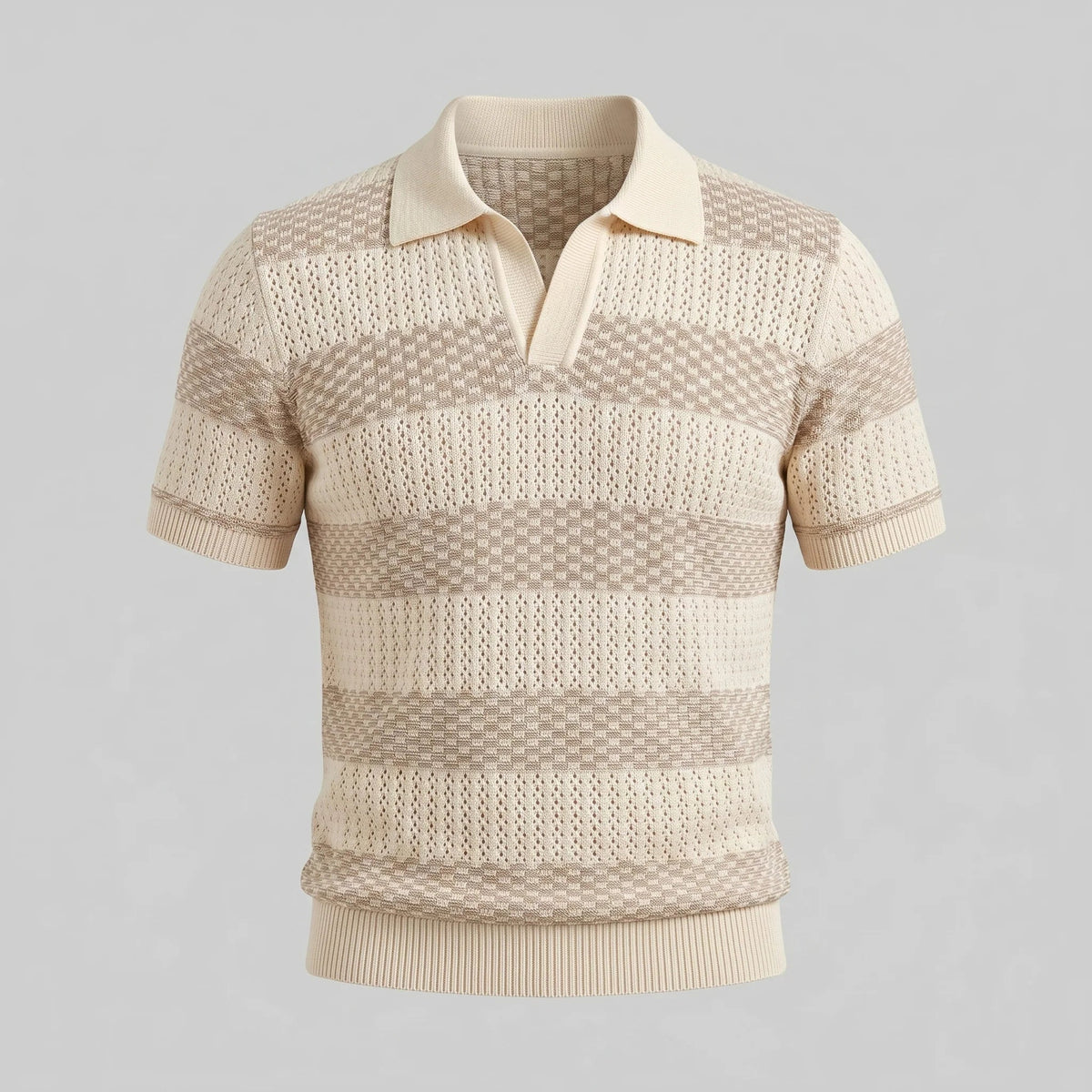 Men's Stripe Jacquard Knit Polo 5