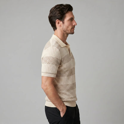 Men's Stripe Jacquard Knit Polo 7