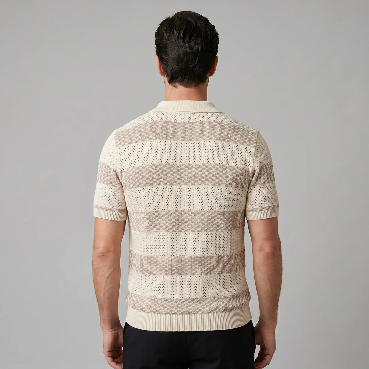 Men's Stripe Jacquard Knit Polo 8