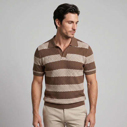 Men's Stripe Jacquard Knit Polo 9