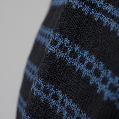 Men's Striped Crochet Knit Polo Shirt 8