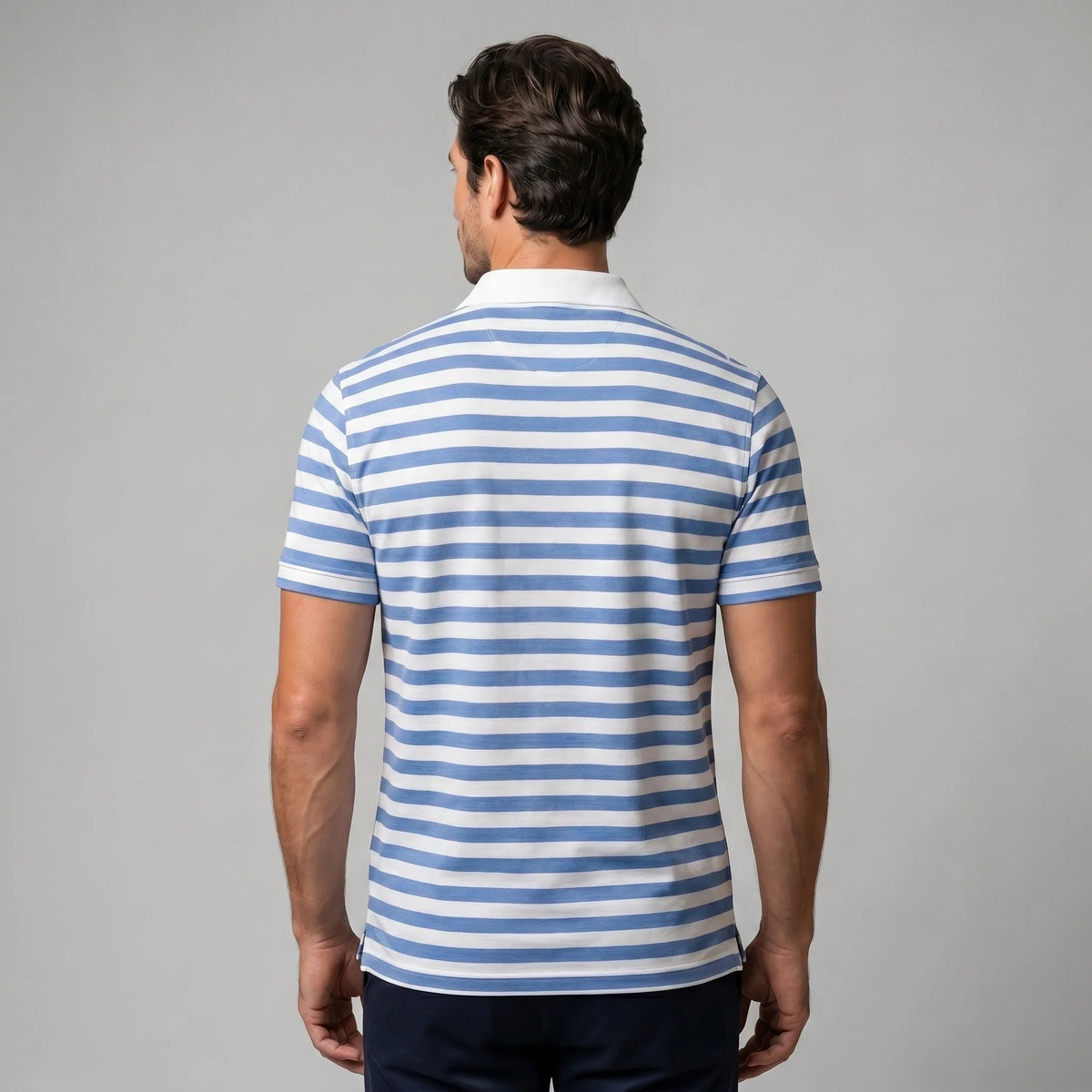 Men's Striped Short Sleeve Polo Shirt 3