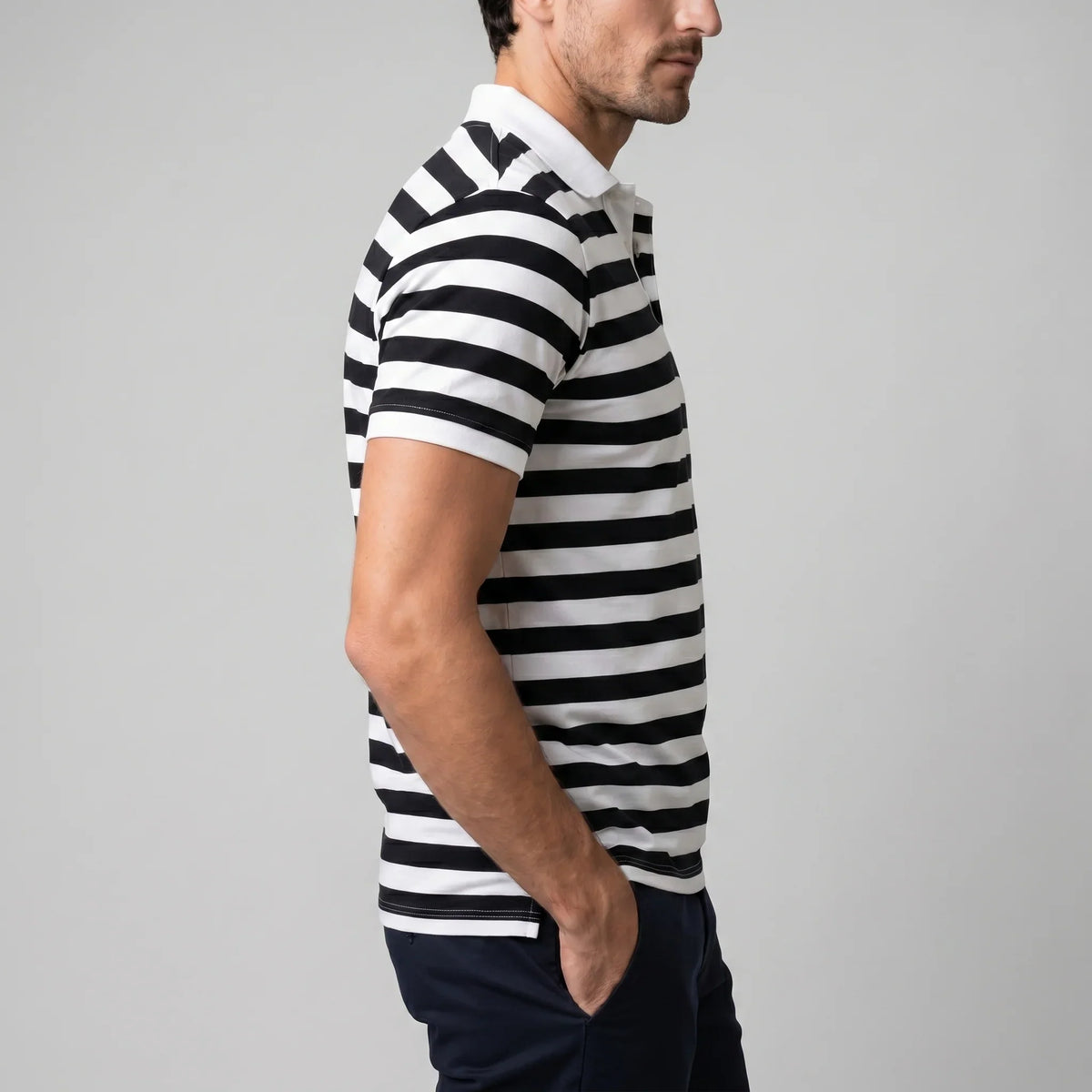 Men's Striped Short Sleeve Polo Shirt 7