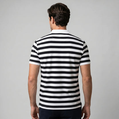 Men's Striped Short Sleeve Polo Shirt 8
