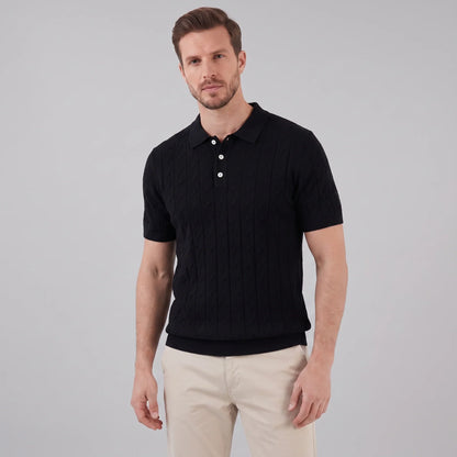 Men's Textured Knit Polo Shirt 10