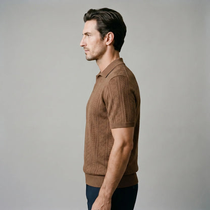 Men's Textured Knit Polo Shirt 2