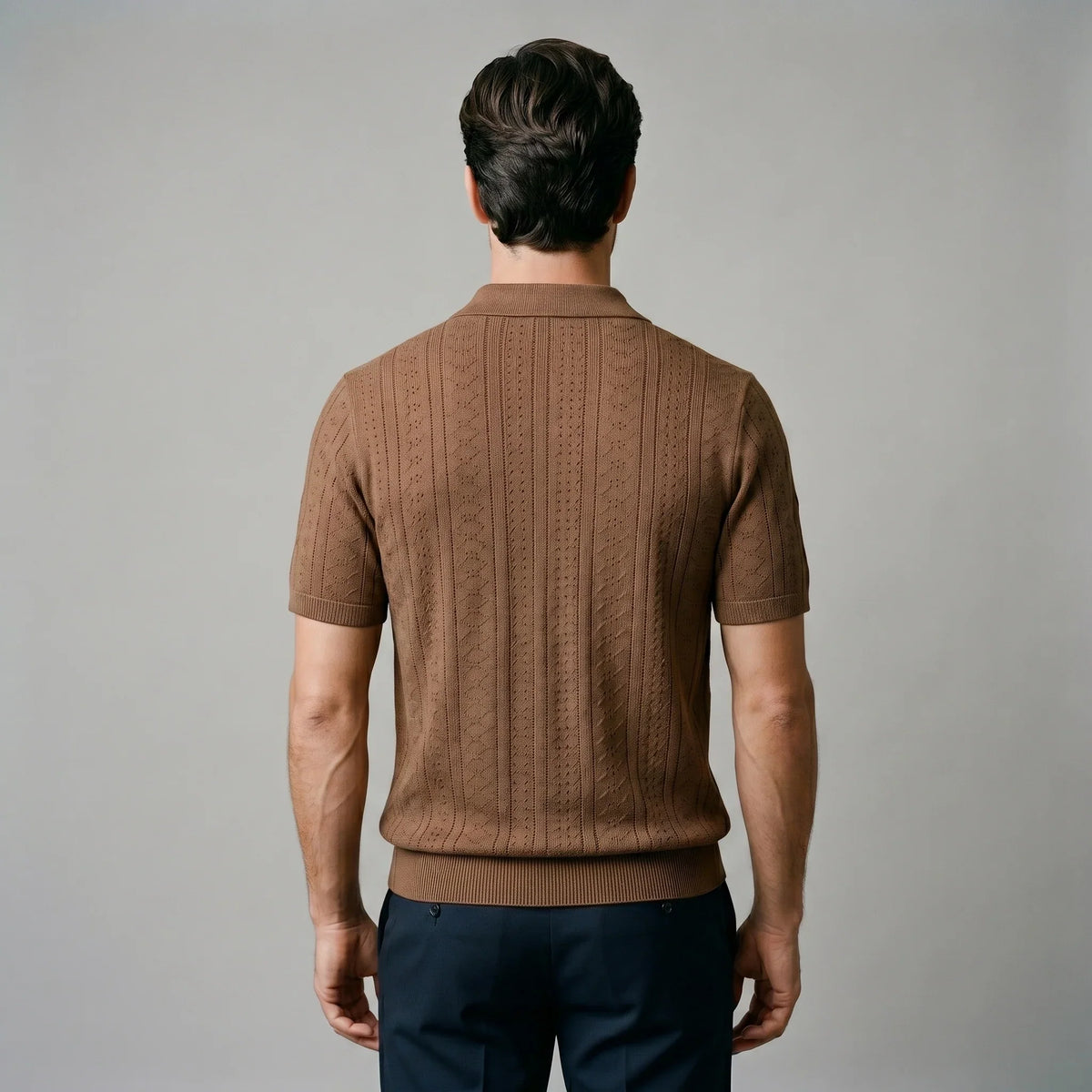 Men's Textured Knit Polo Shirt 3