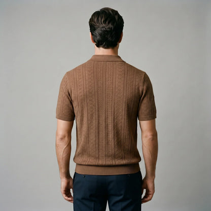 Men's Textured Knit Polo Shirt 3
